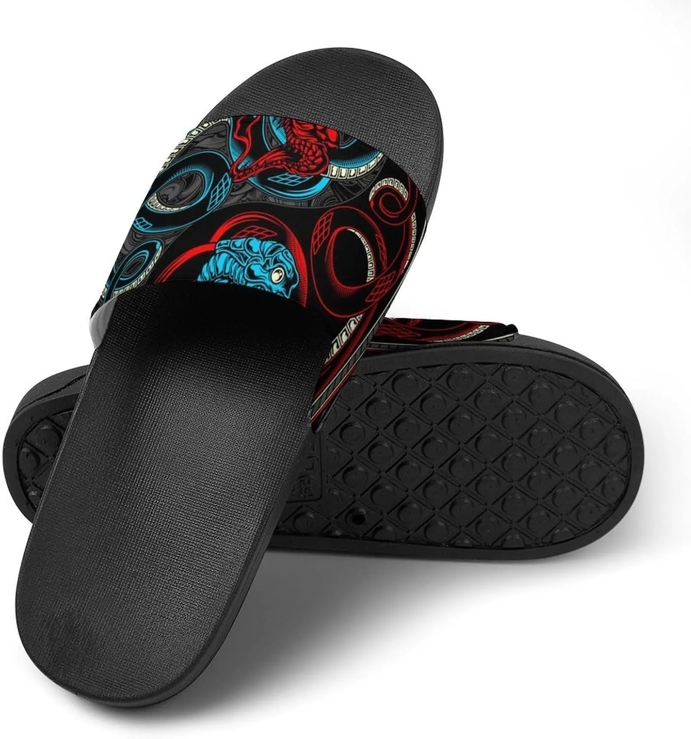 Women Men Slide Slippers Sandals Shower Home Beach House Shoes Gifts, Satan Snake Ying Yang