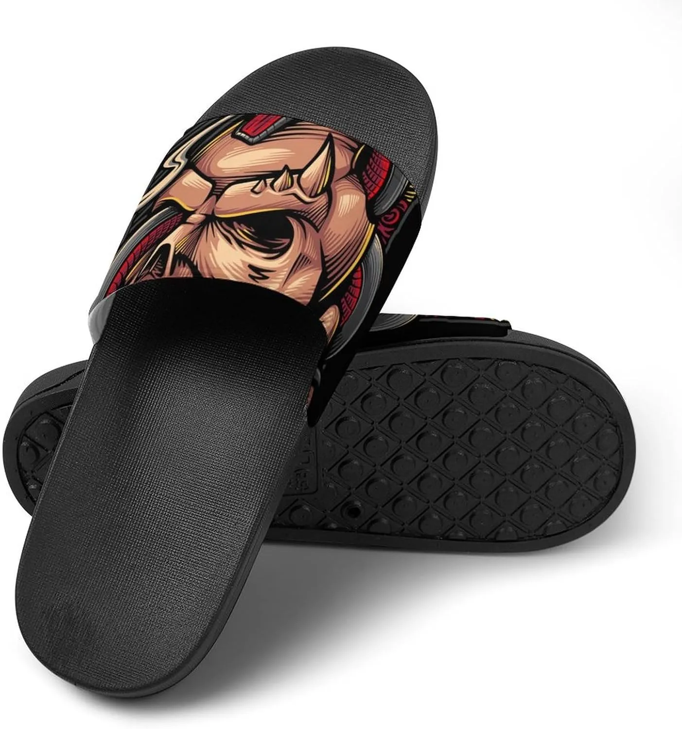 Women Men Slide Slippers Sandals Shower Home Beach House Shoes Gifts, Snake Demon Skull