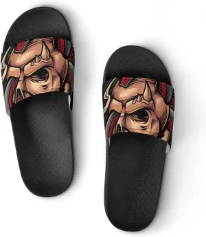 Women Men Slide Slippers Sandals Shower Home Beach House Shoes Gifts, Snake Demon Skull