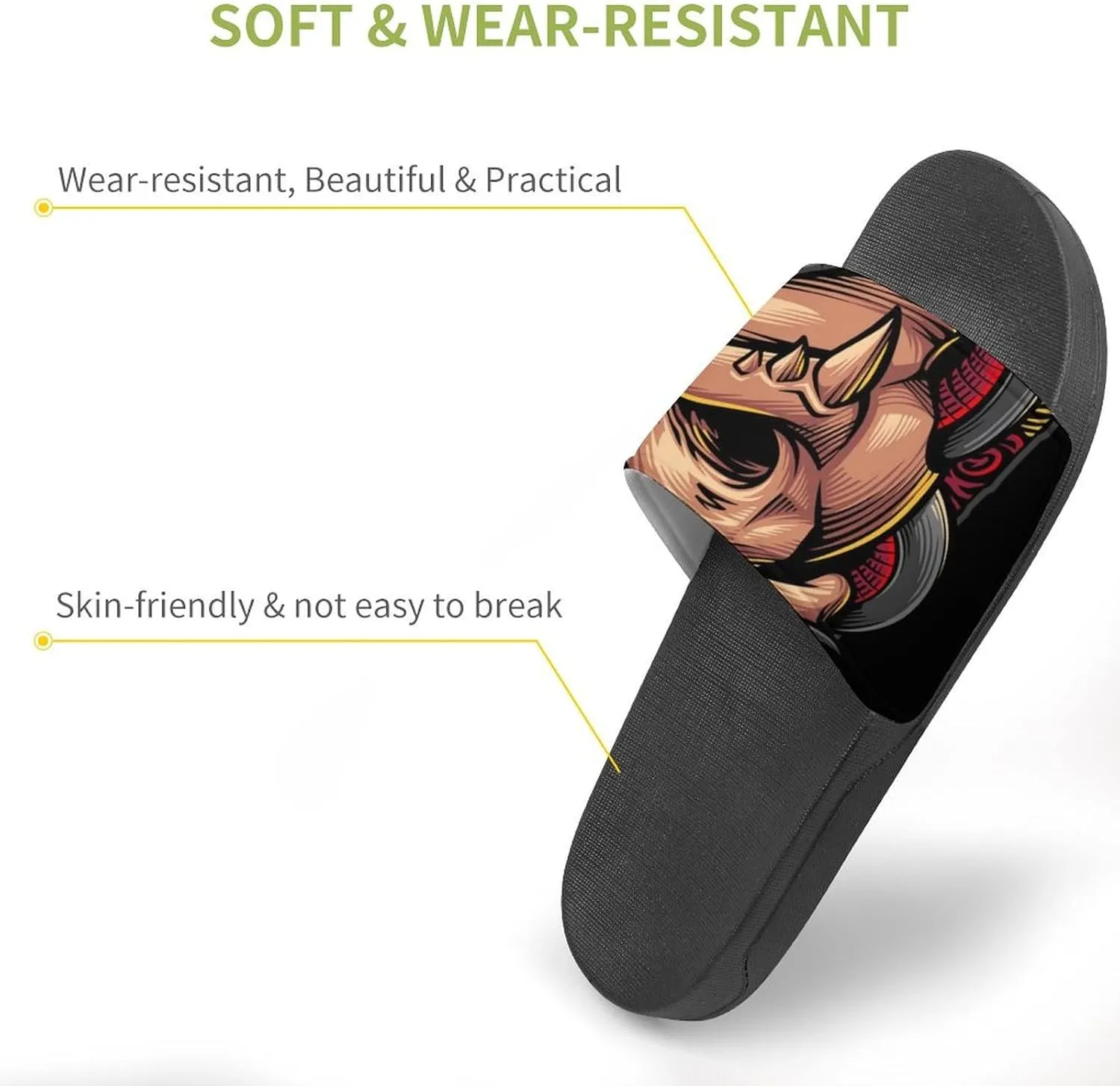 Women Men Slide Slippers Sandals Shower Home Beach House Shoes Gifts, Snake Demon Skull