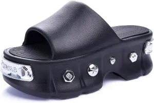 Women Platform Sandals Open Toe Chunky Flatform Slides Sandals Fashion Slip on Summer Beach Sandals Casual Dressy Female Platform Slides for Vacation Comfort Wedges Slide