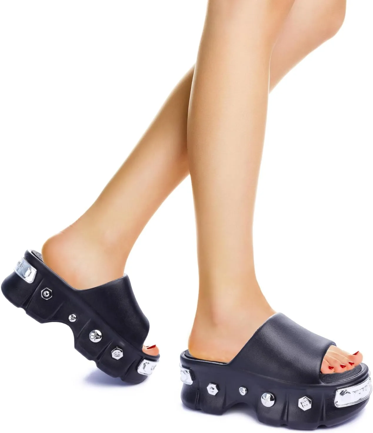 Women Platform Sandals Open Toe Chunky Flatform Slides Sandals Fashion Slip on Summer Beach Sandals Casual Dressy Female Platform Slides for Vacation Comfort Wedges Slide