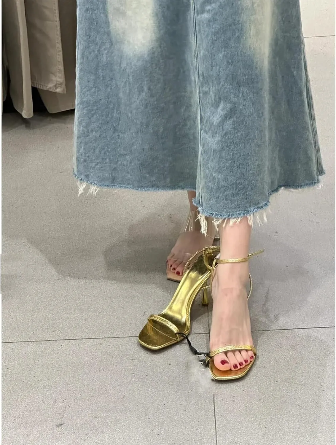 Women Strappy Heels Square Toe Kitten Heels For Women Dressy Wedding Shoes Summer Shoes High Heels Sandals