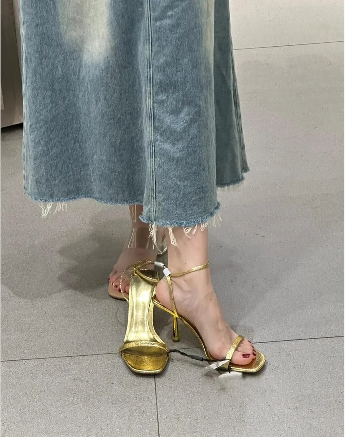 Women Strappy Heels Square Toe Kitten Heels For Women Dressy Wedding Shoes Summer Shoes High Heels Sandals