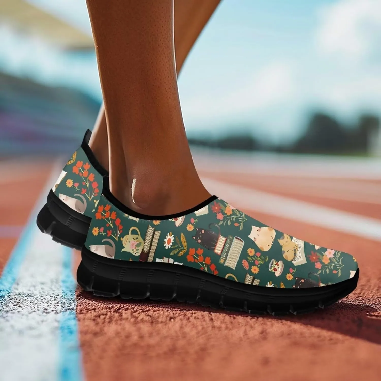 Women Walking Sneakers Casual Fashion Slip On Low Top Shoes Breathable Comfortable Tennis Work Footwear