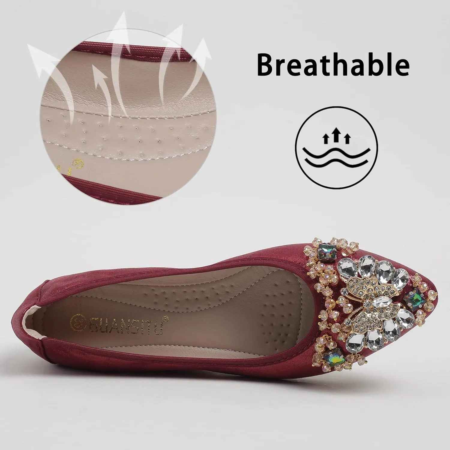Women's Ballet Flat Shoes - Cute Rhinestones Shoes