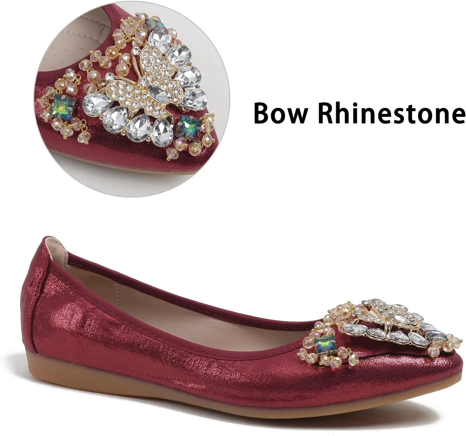 Women's Ballet Flat Shoes - Cute Rhinestones Shoes