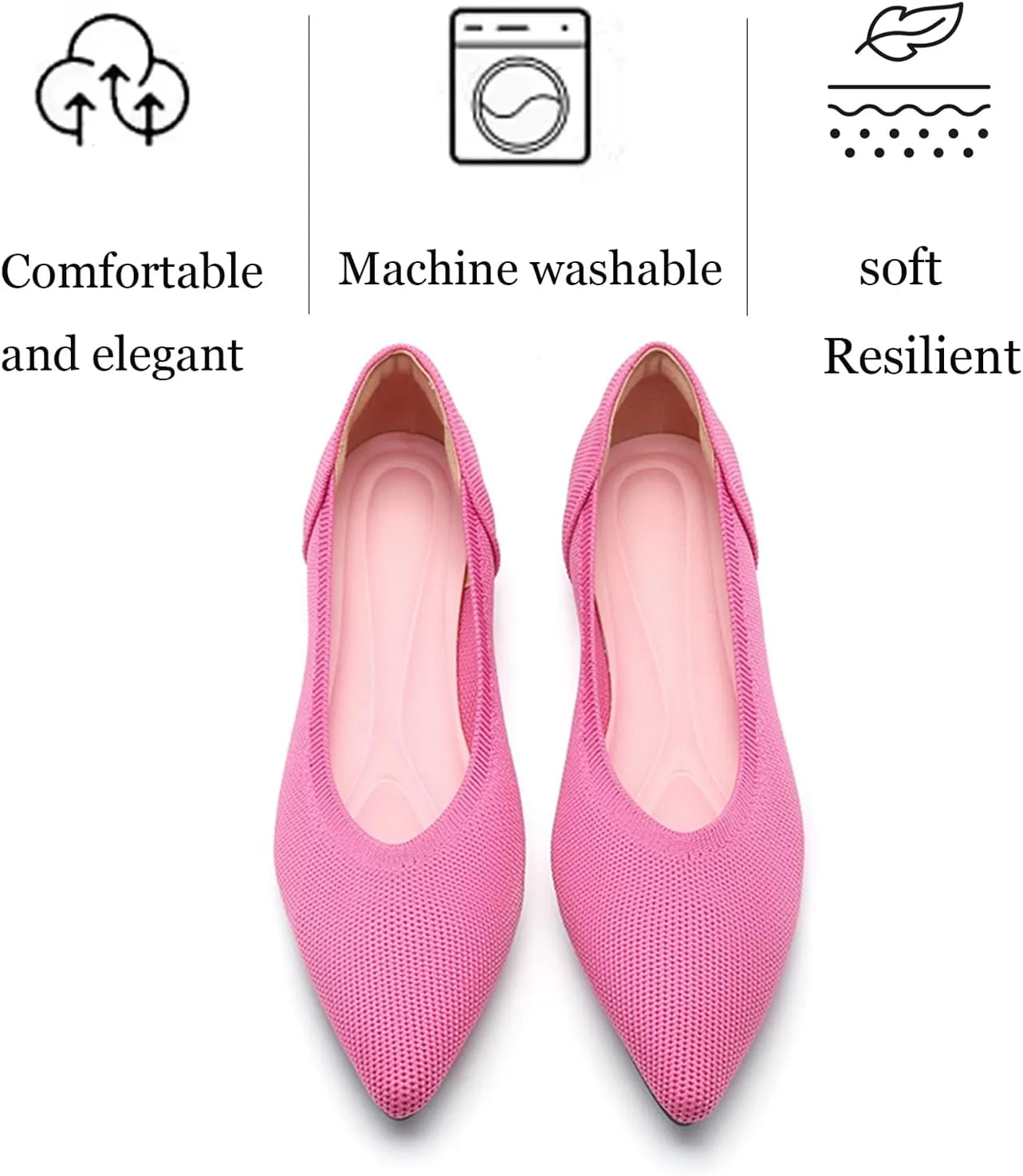 Women's Ballet Flats Comfort Breathable Mesh Knit Leopard Black Pointed Toe Slip On Shoes