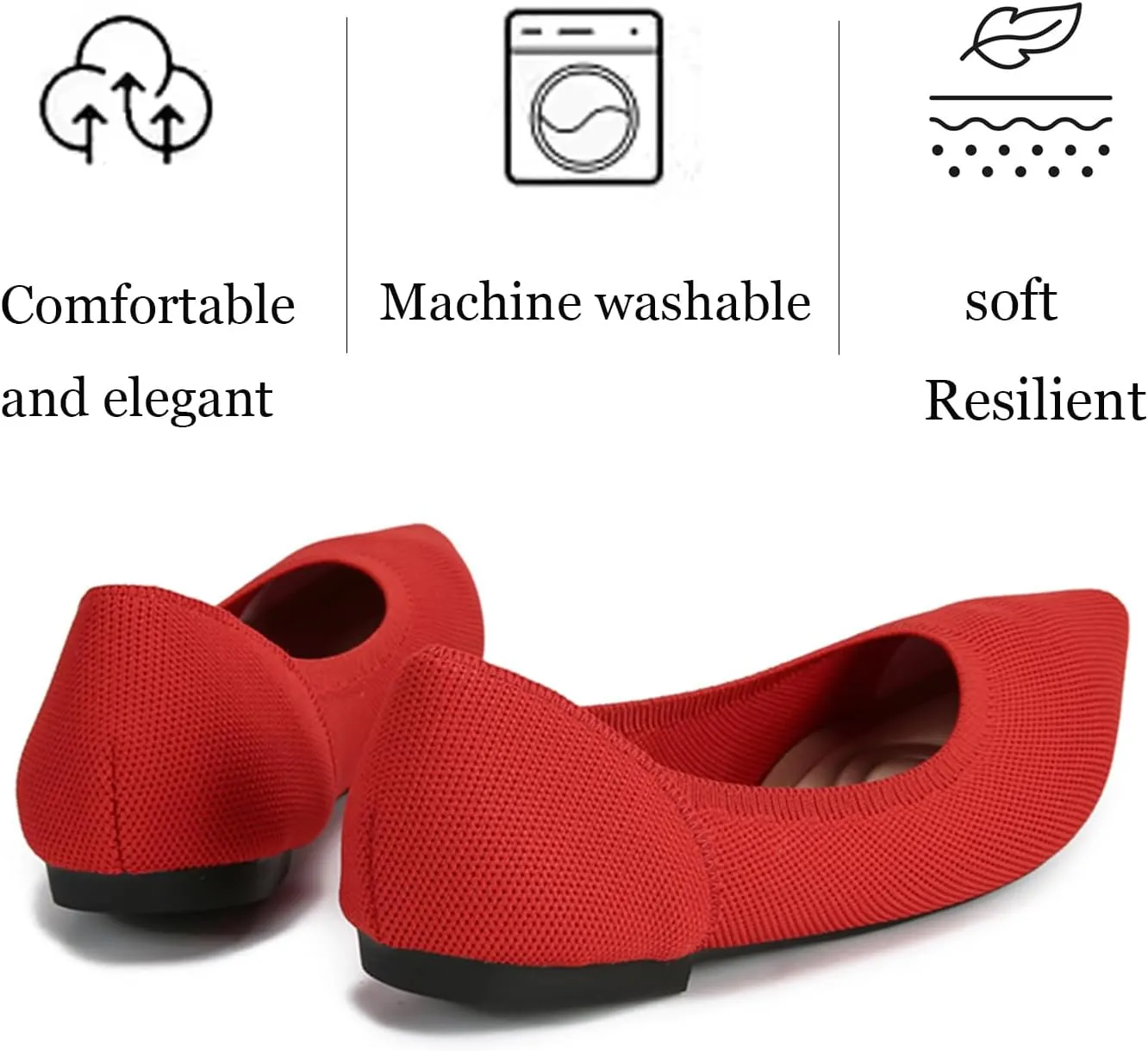 Women's Ballet Flats Comfort Breathable Mesh Knit Leopard Black Pointed Toe Slip On Shoes