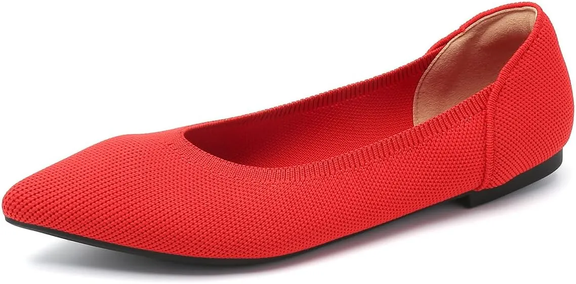 Women's Ballet Flats Comfort Breathable Mesh Knit Leopard Black Pointed Toe Slip On Shoes