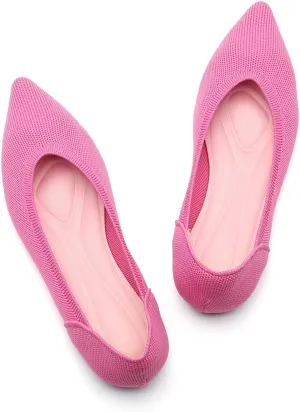 Women's Ballet Flats Comfort Breathable Mesh Knit Leopard Black Pointed Toe Slip On Shoes