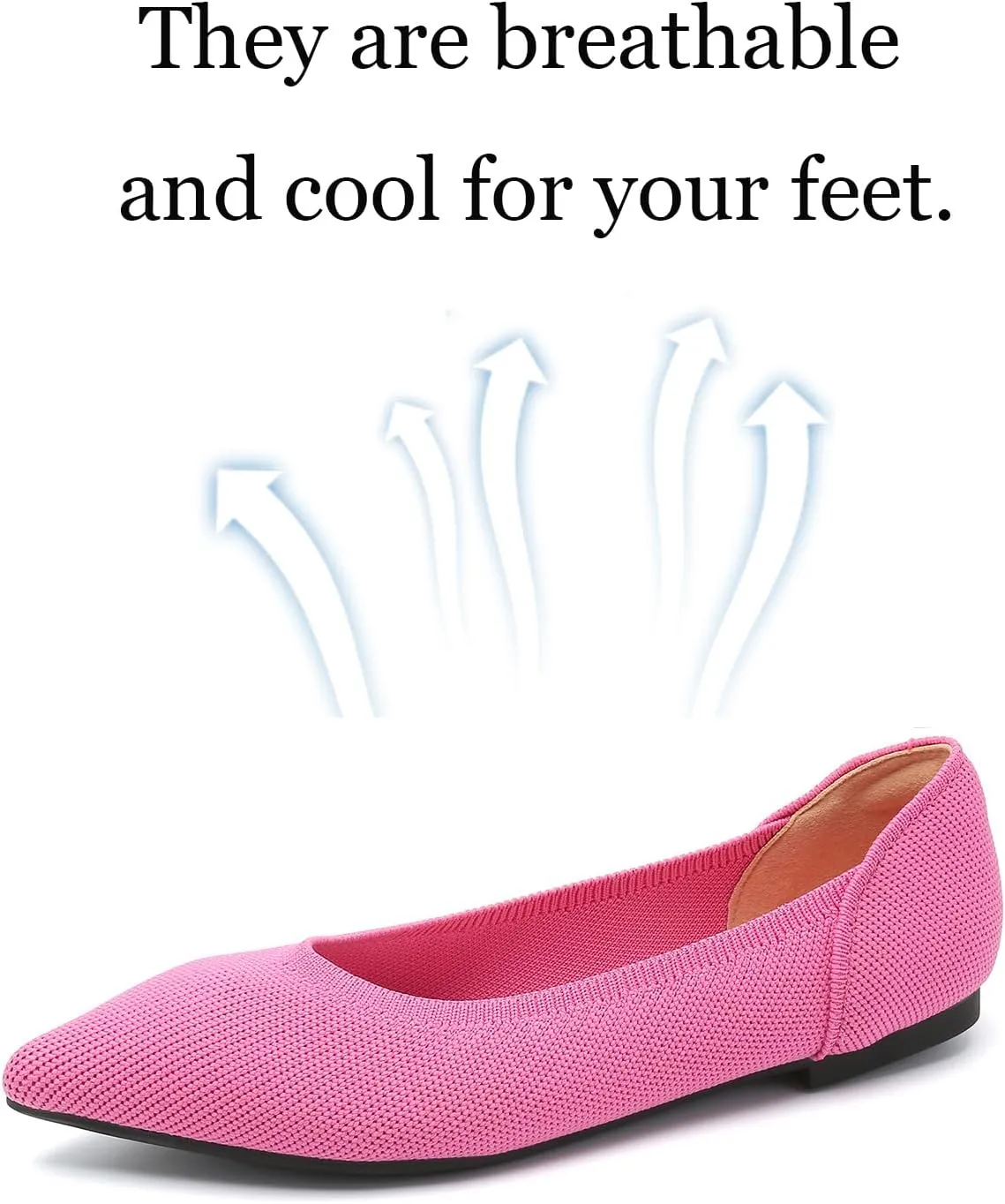 Women's Ballet Flats Comfort Breathable Mesh Knit Leopard Black Pointed Toe Slip On Shoes