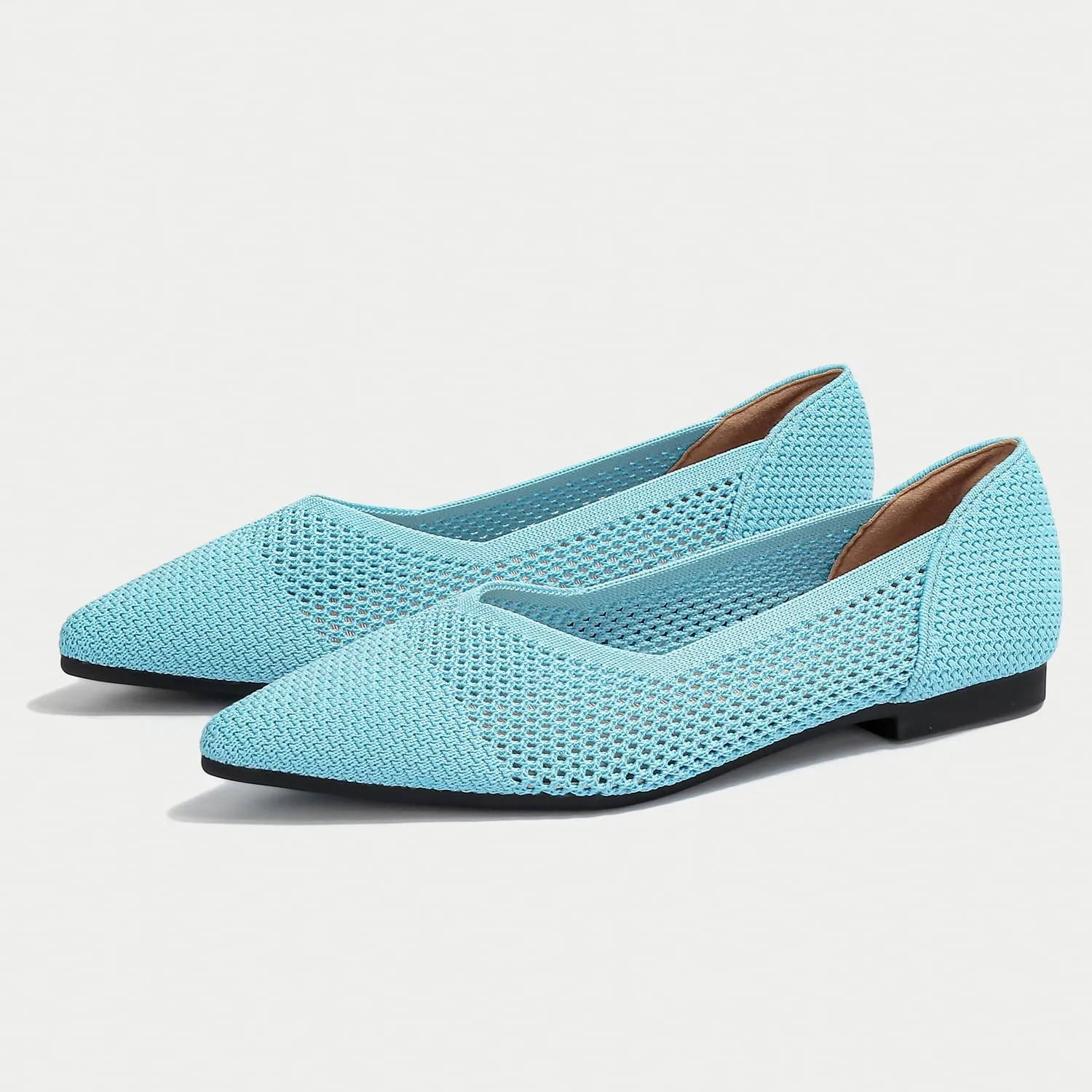 Women's Breathable Mesh Knit Ballet Flats Bow Pointed Toe Comfortable Slip On Shoes