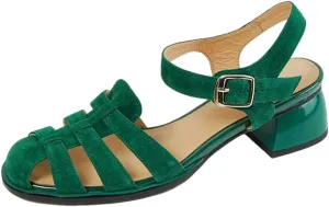 Womens Buckle Strap Back Strap Square Heel Open Side Vamp Concise Sandals Suede Thick Summer Sandals