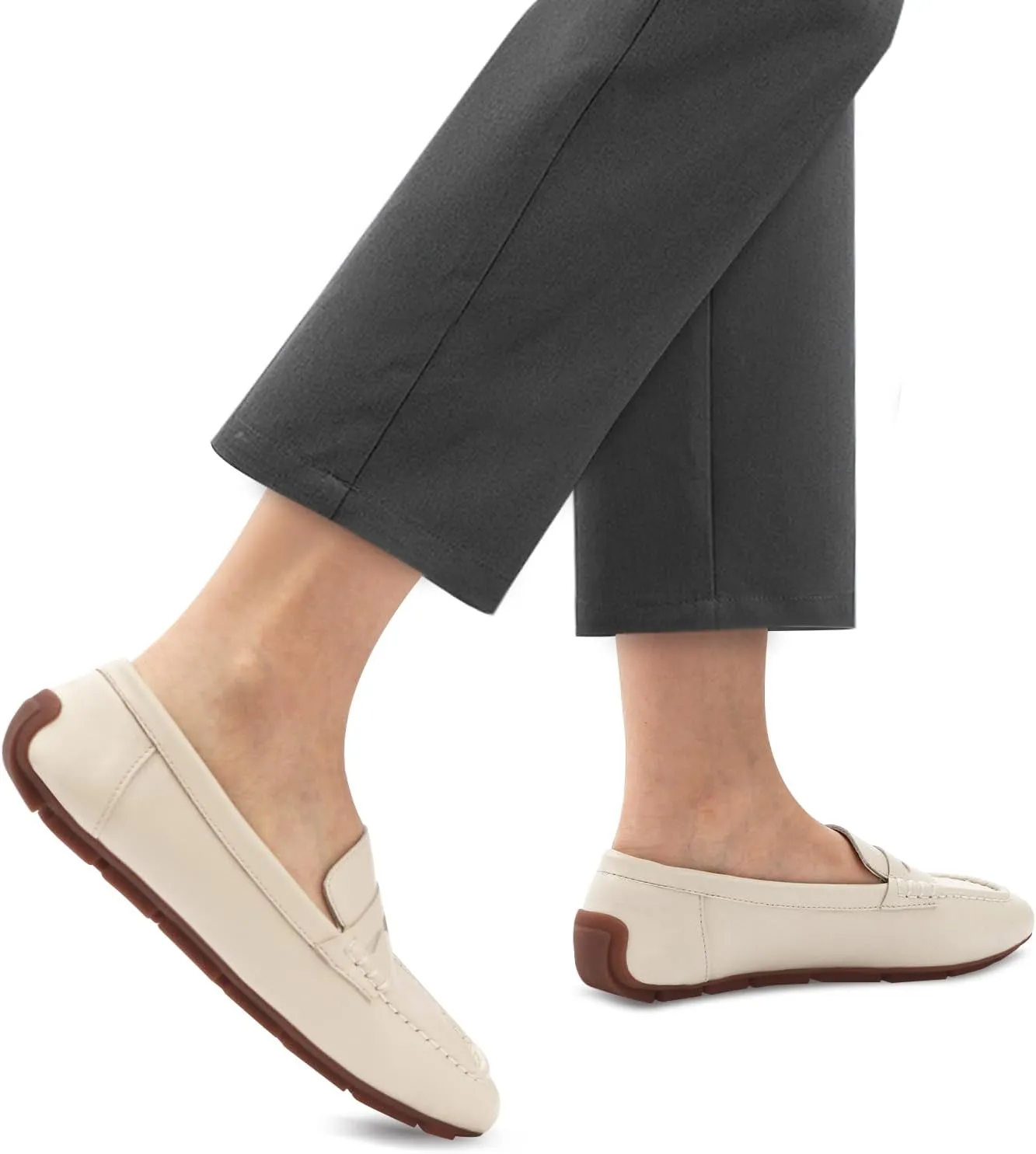 Women's Casual Slip On Loafers Lightweight Driving Loafers Comfortable Square Toe Dressy Flat Shoes for Work Office