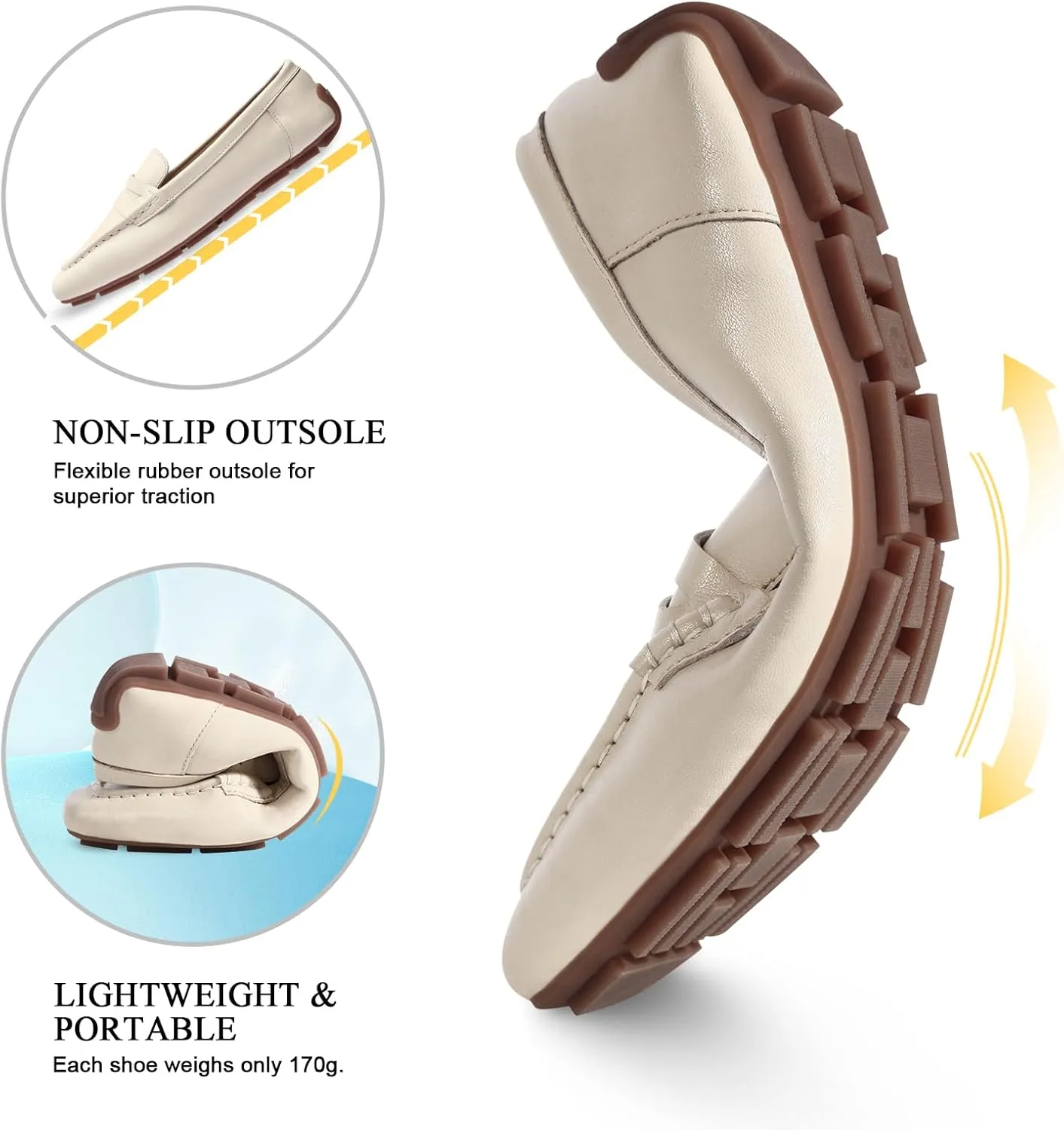 Women's Casual Slip On Loafers Lightweight Driving Loafers Comfortable Square Toe Dressy Flat Shoes for Work Office