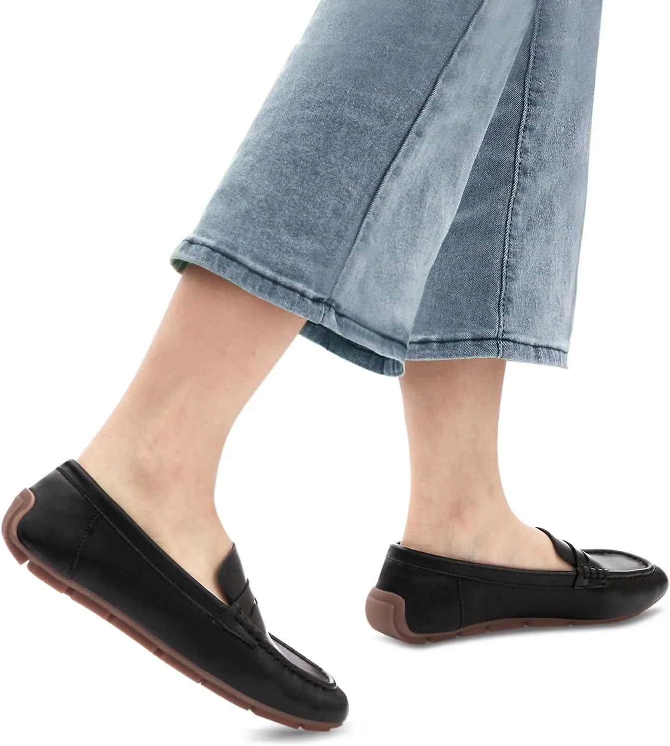 Women's Casual Slip On Loafers Lightweight Driving Loafers Comfortable Square Toe Dressy Flat Shoes for Work Office