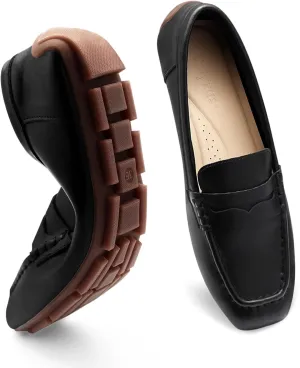 Women's Casual Slip On Loafers Lightweight Driving Loafers Comfortable Square Toe Dressy Flat Shoes for Work Office