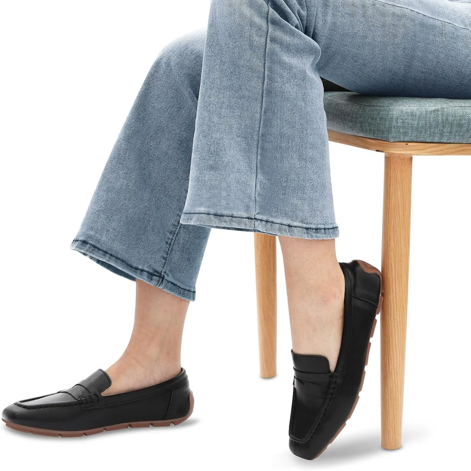 Women's Casual Slip On Loafers Lightweight Driving Loafers Comfortable Square Toe Dressy Flat Shoes for Work Office
