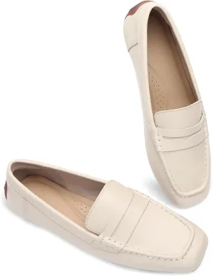 Women's Casual Slip On Loafers Lightweight Driving Loafers Comfortable Square Toe Dressy Flat Shoes for Work Office