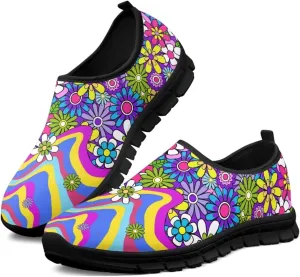Women's Casual Walking Shoes with Flower,Slip On Mesh Sneakers Lightweight Anti Slip Running Shoes Gym Workout Shoes Trainers