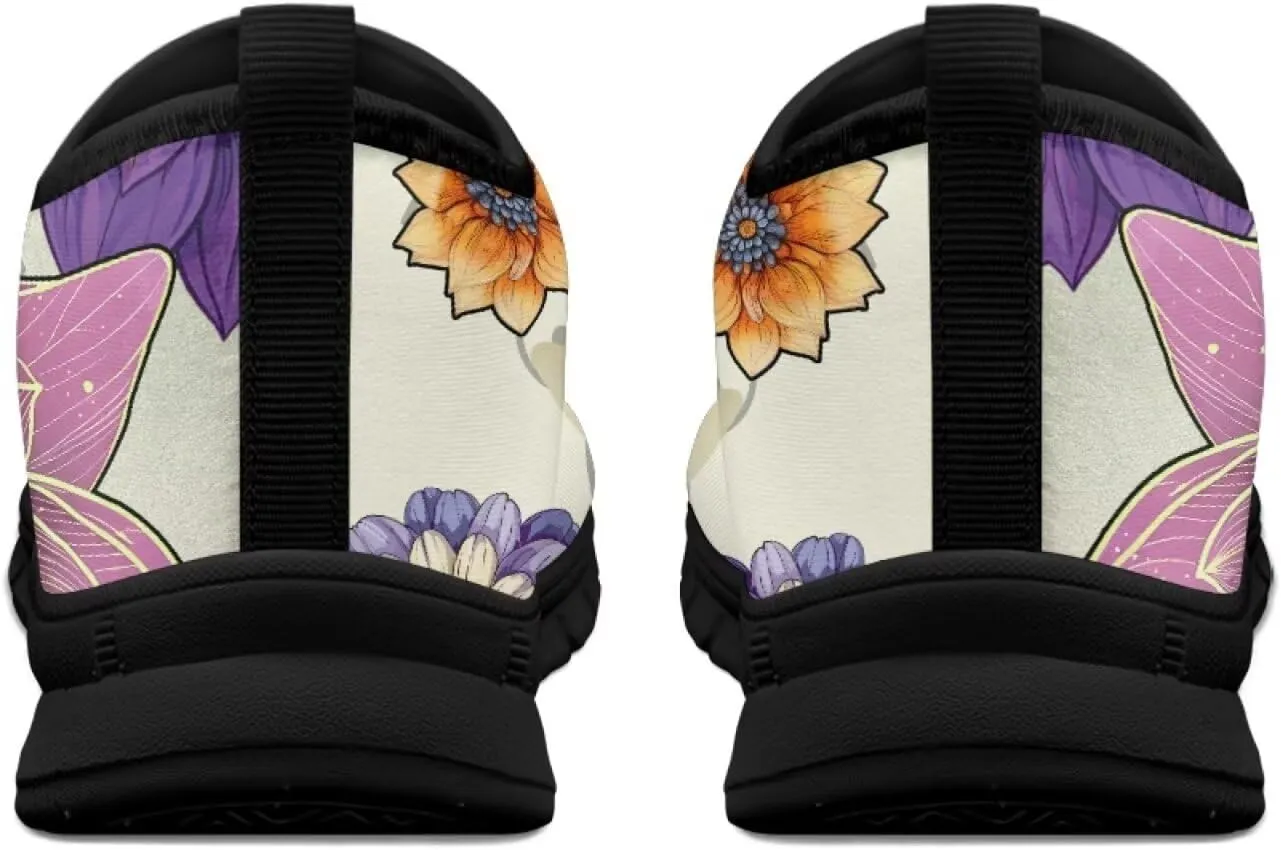 Women's Casual Walking Shoes with Flower,Slip On Mesh Sneakers Lightweight Anti Slip Running Shoes Gym Workout Shoes Trainers