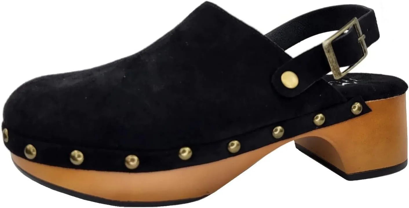 Women's Classic Clogs Faux Wood Heel Slip On Shoes