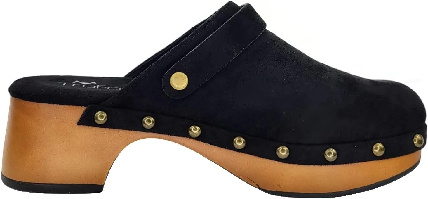 Women's Classic Clogs Faux Wood Heel Slip On Shoes