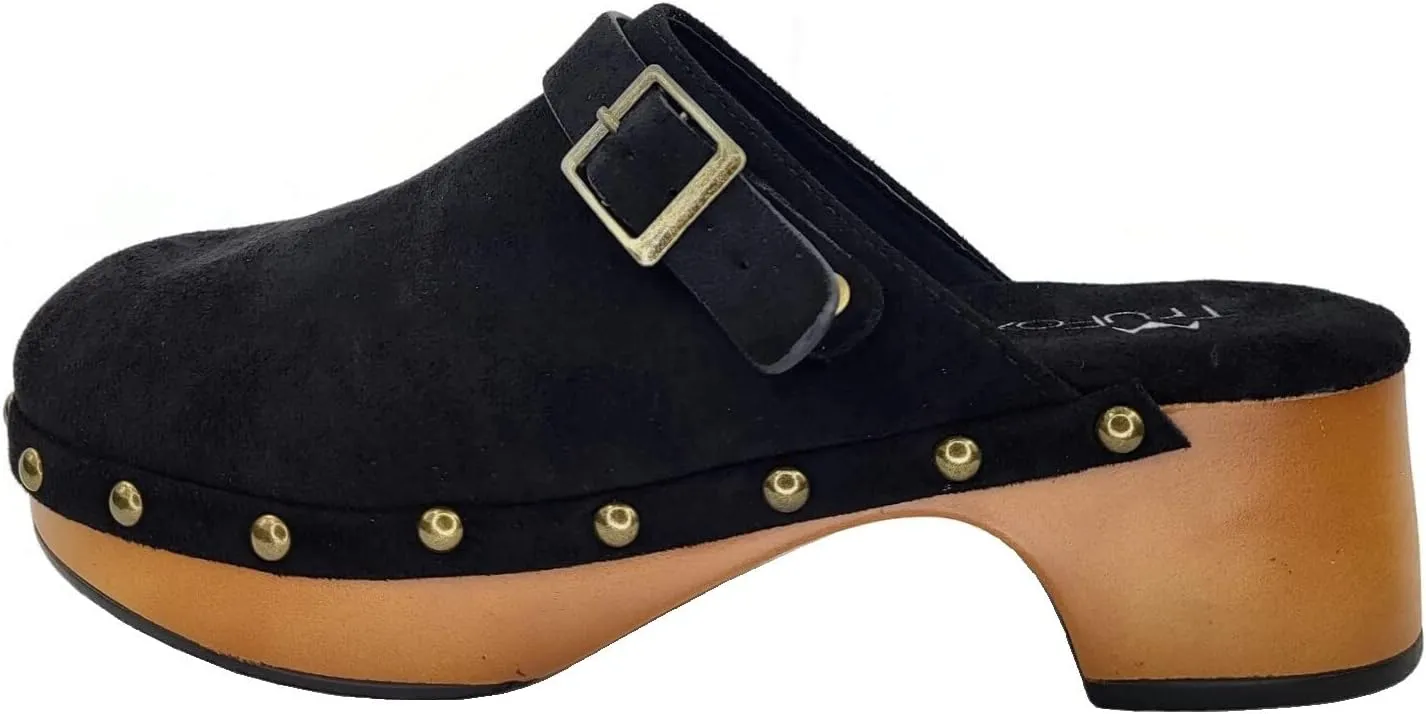 Women's Classic Clogs Faux Wood Heel Slip On Shoes