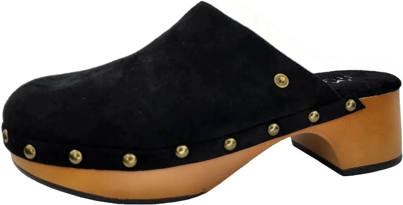 Women's Classic Clogs Faux Wood Heel Slip On Shoes