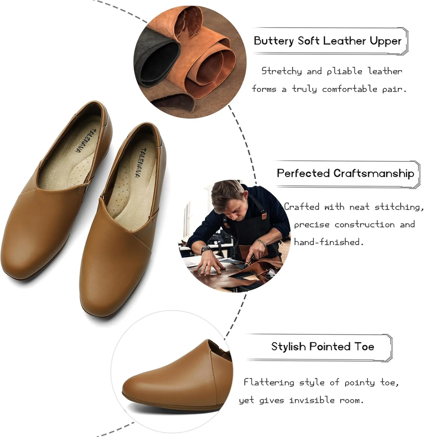 Women's Classic Comfort Dress Shoes Casual Leather Loafers Flats Cute Versatile Slip-Ons Everyday Work Shoes
