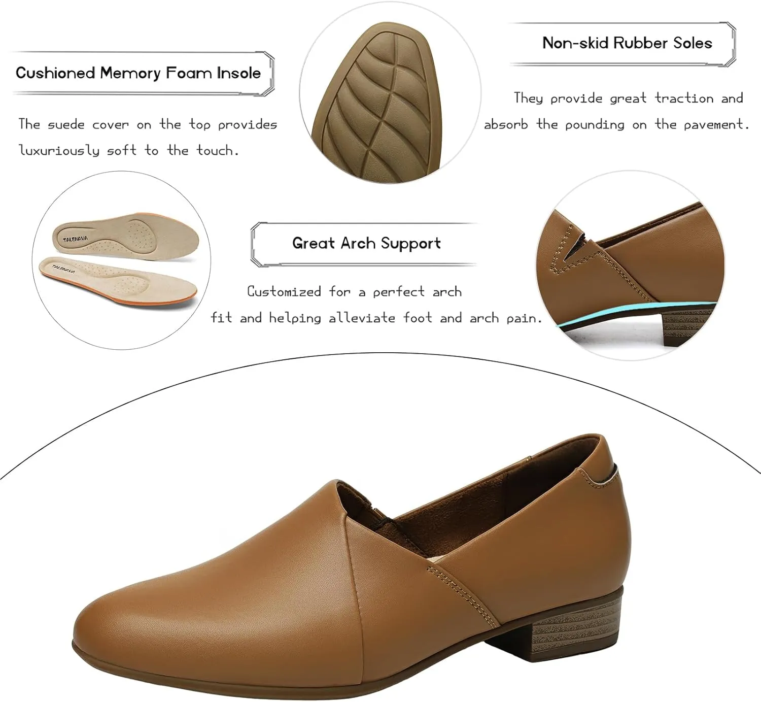 Women's Classic Comfort Dress Shoes Casual Leather Loafers Flats Cute Versatile Slip-Ons Everyday Work Shoes