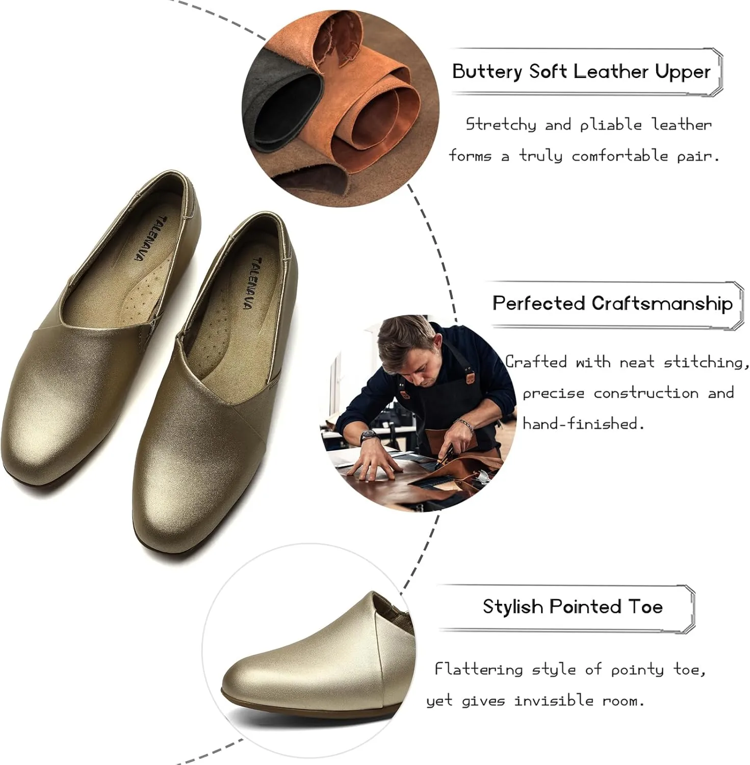 Women's Classic Comfort Dress Shoes Casual Leather Loafers Flats Cute Versatile Slip-Ons Everyday Work Shoes