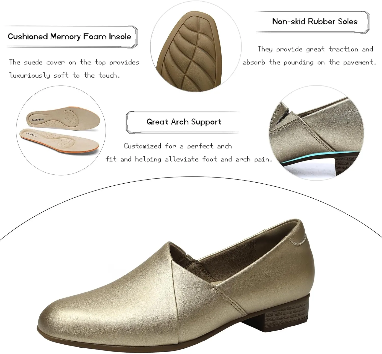 Women's Classic Comfort Dress Shoes Casual Leather Loafers Flats Cute Versatile Slip-Ons Everyday Work Shoes