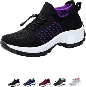 Women's Comfort Wear Orthowear Stretch Cushion Shoes, Walking Shoes for Women, Plantar Fasciitis Support, Arch Support, Breathable Mesh Upper, Height Increasing Sole, Non-Slip PU Outsole