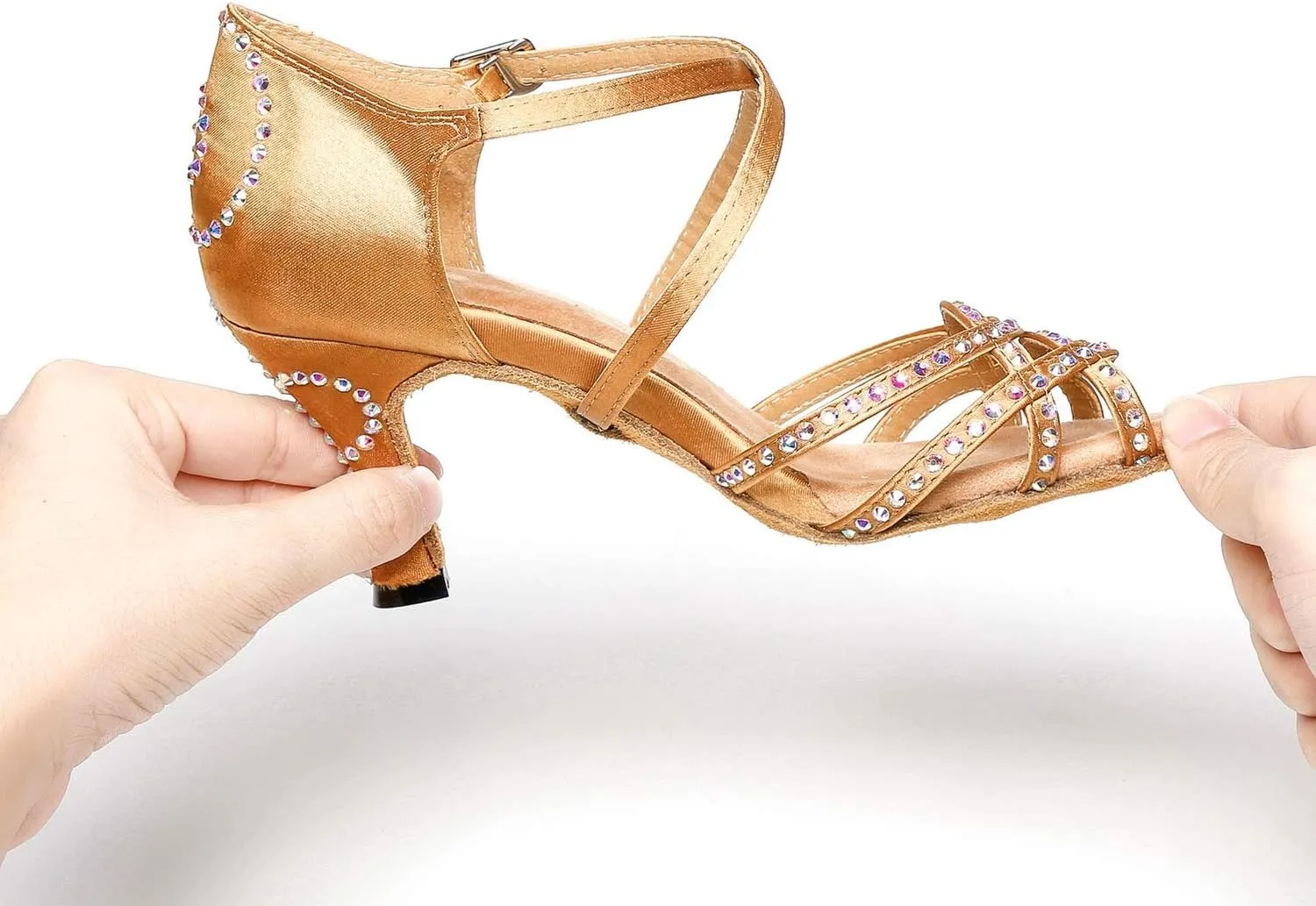 Womens Comfortable Ballroom Dance Shoes Rhinestones Pattern Wedding Sandals