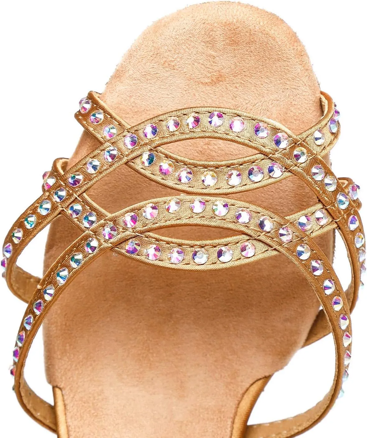 Womens Comfortable Ballroom Dance Shoes Rhinestones Pattern Wedding Sandals