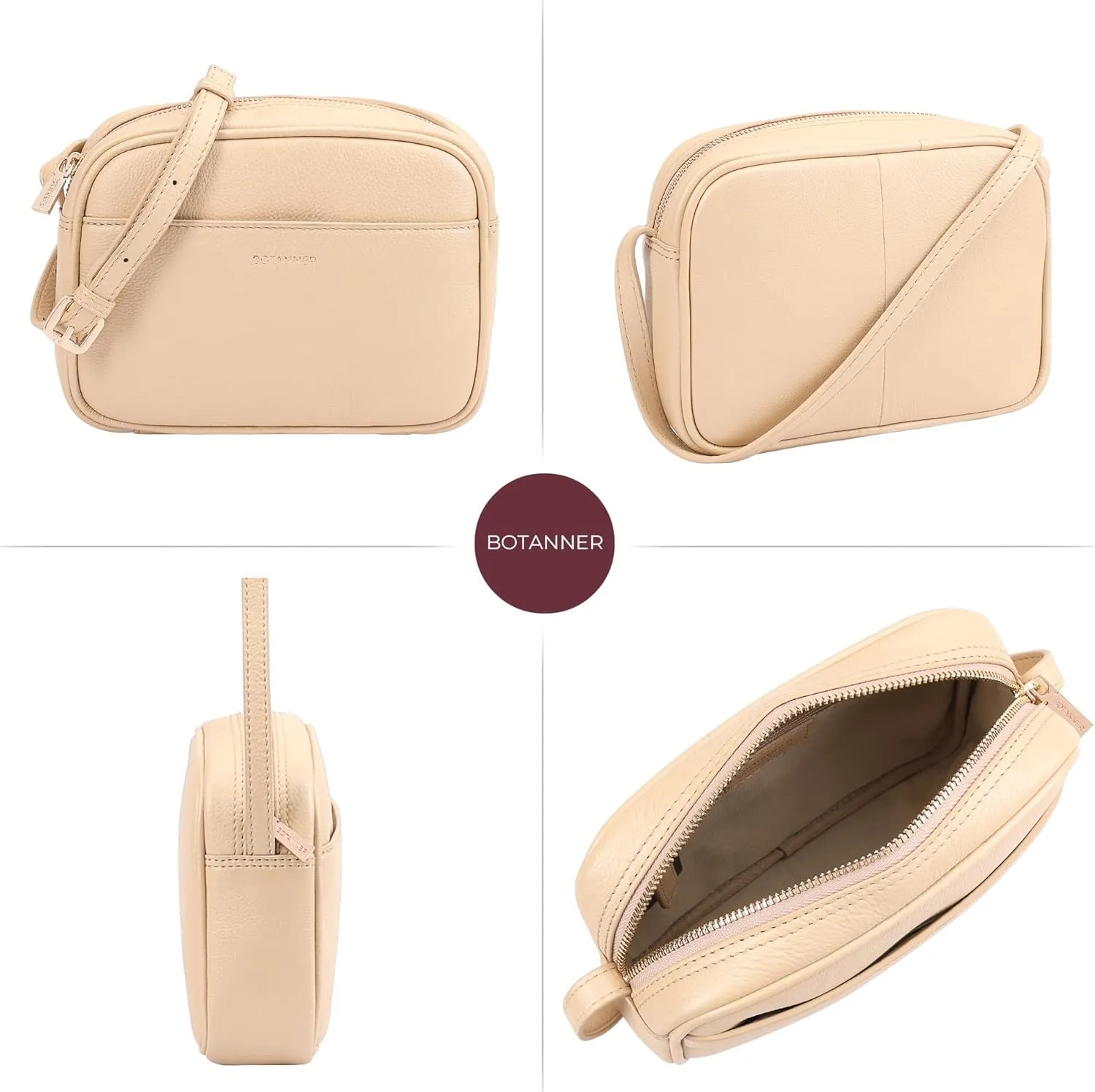 Women's Elegant Genuine Leather Crossbody Bag - Versatile Design, Adjustable Strap, Top Zip Closer, Light & Chic