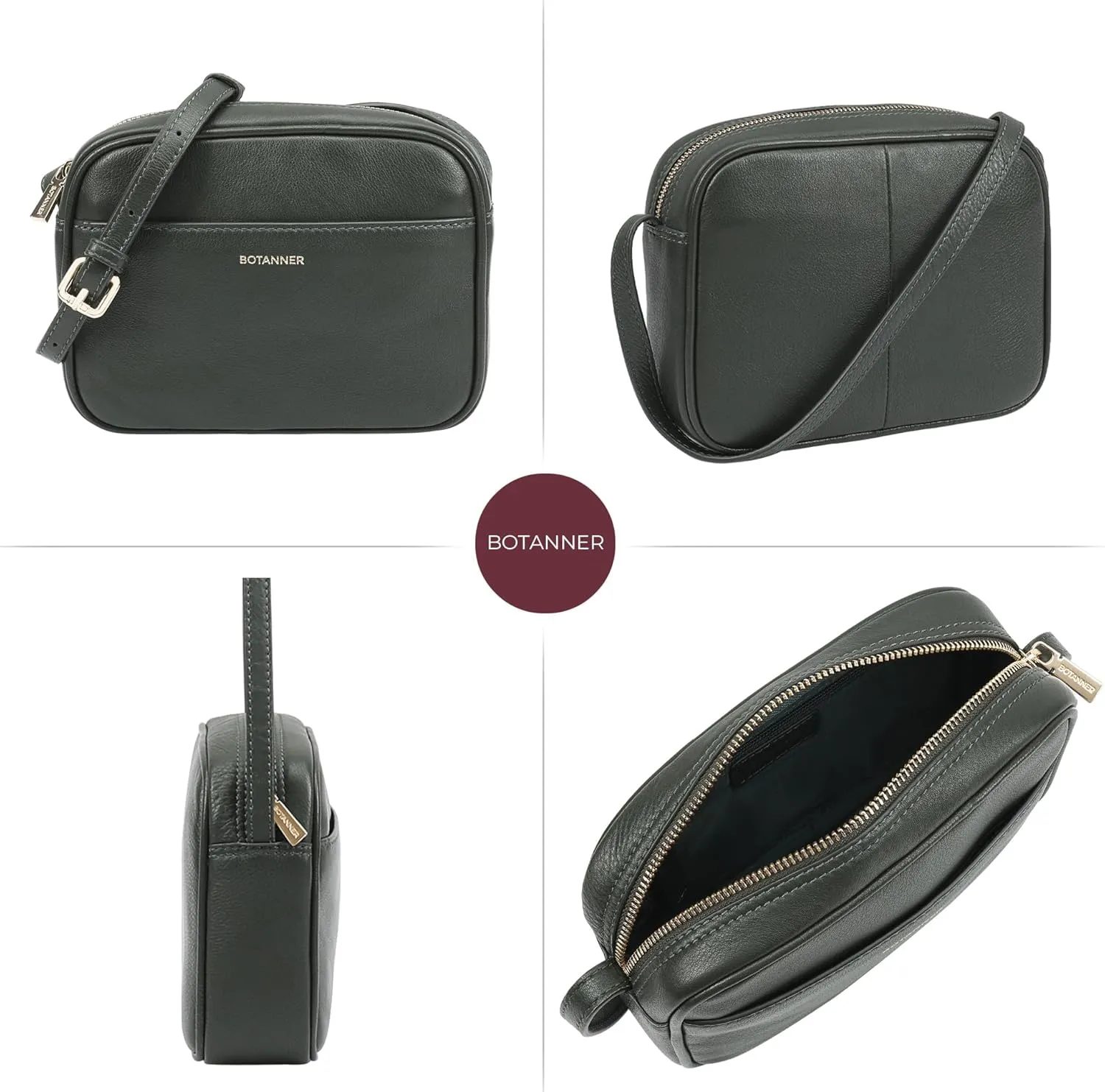 Women's Elegant Genuine Leather Crossbody Bag - Versatile Design, Adjustable Strap, Top Zip Closer, Light & Chic