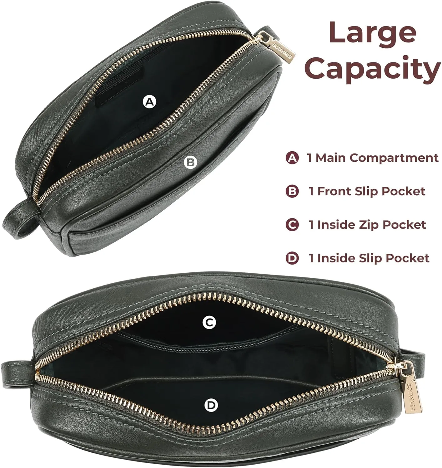 Women's Elegant Genuine Leather Crossbody Bag - Versatile Design, Adjustable Strap, Top Zip Closer, Light & Chic