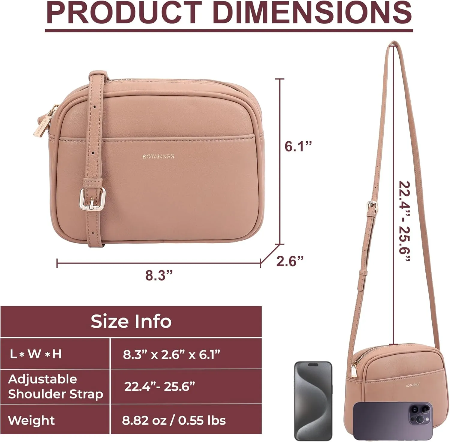Women's Elegant Genuine Leather Crossbody Bag - Versatile Design, Adjustable Strap, Top Zip Closer, Light & Chic
