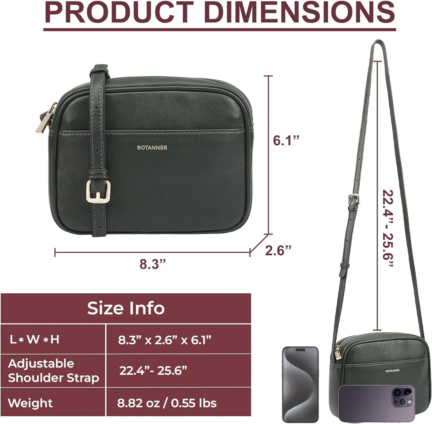 Women's Elegant Genuine Leather Crossbody Bag - Versatile Design, Adjustable Strap, Top Zip Closer, Light & Chic