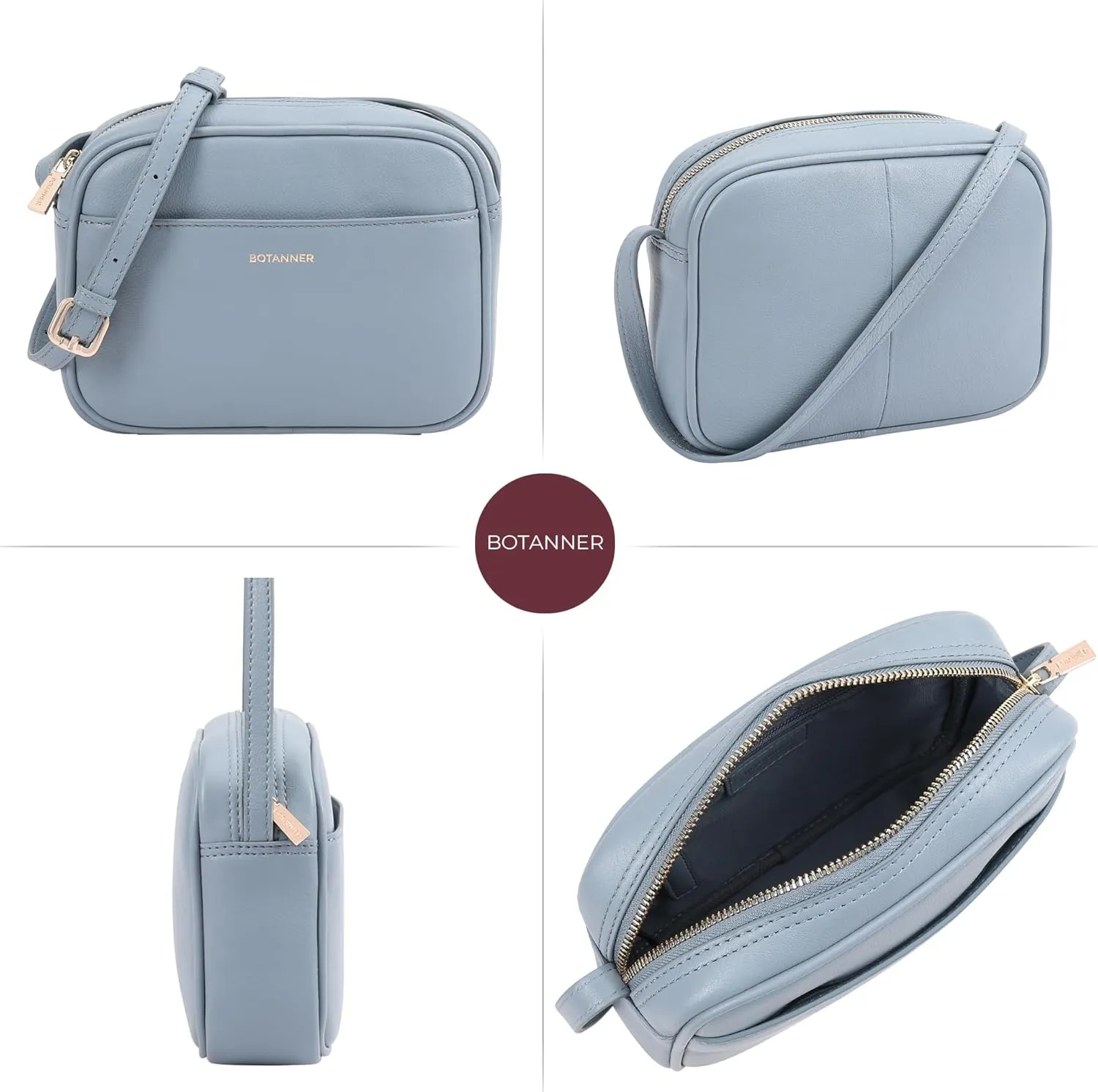 Women's Elegant Genuine Leather Crossbody Bag - Versatile Design, Adjustable Strap, Top Zip Closer, Light & Chic