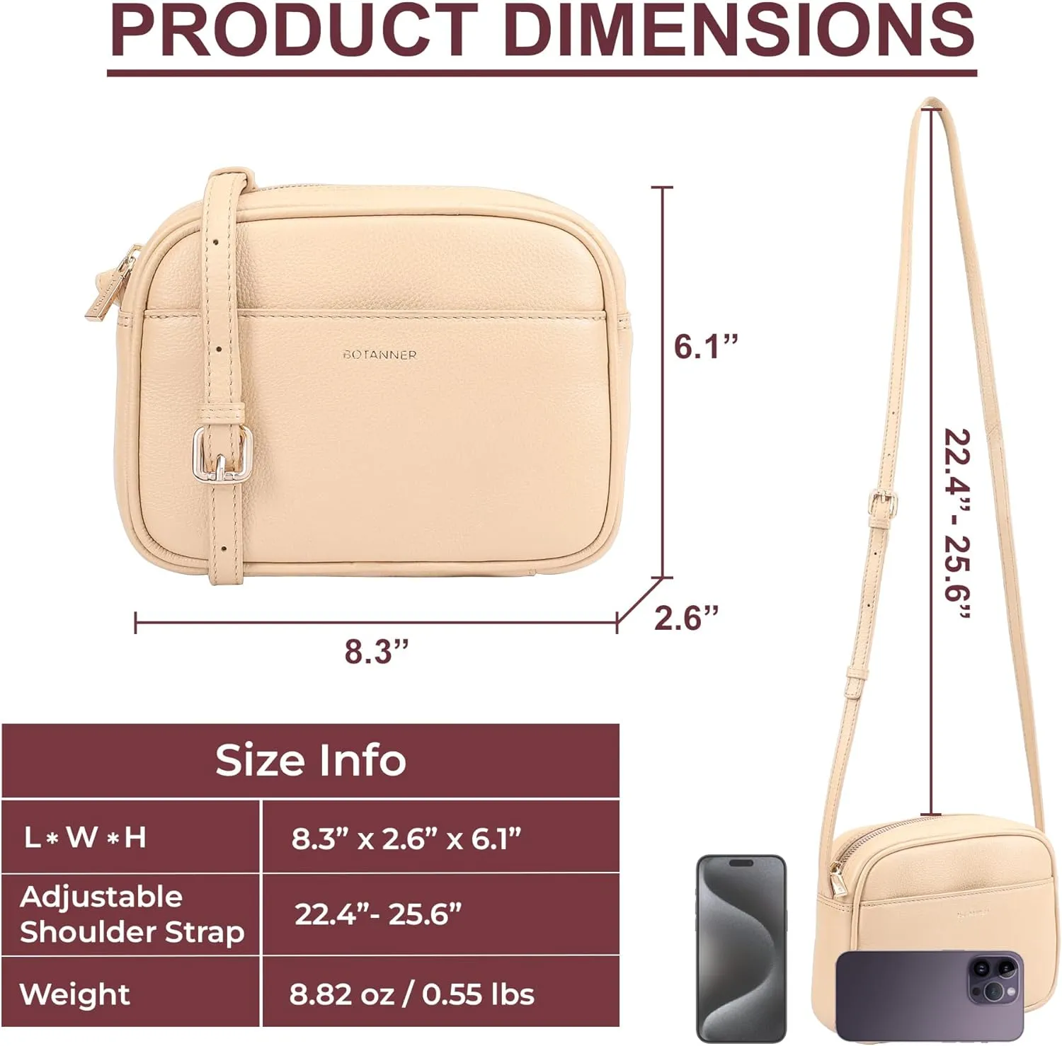Women's Elegant Genuine Leather Crossbody Bag - Versatile Design, Adjustable Strap, Top Zip Closer, Light & Chic