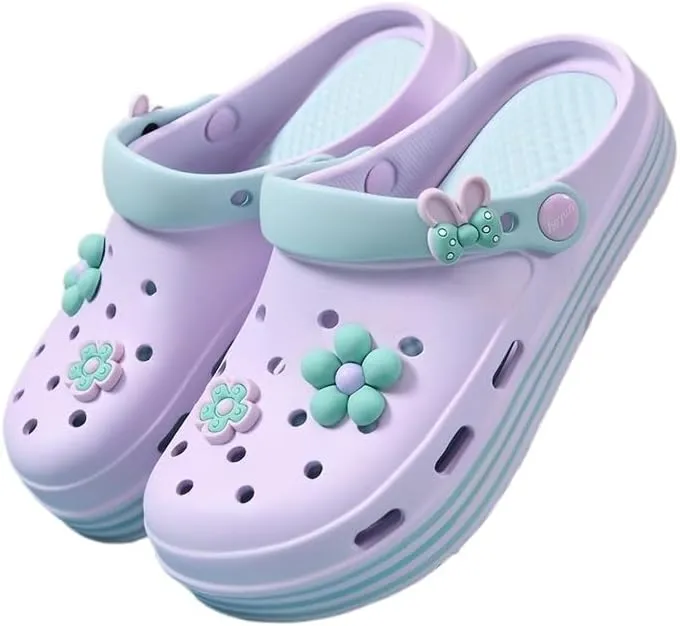 Women's EVA Cartoon DIY Clogs, Soft Sole Platform Closed Toe Garden Clogs, Breathable Comfort Beach Clogs