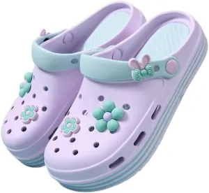Women's EVA Cartoon DIY Clogs, Soft Sole Platform Closed Toe Garden Clogs, Breathable Comfort Beach Clogs