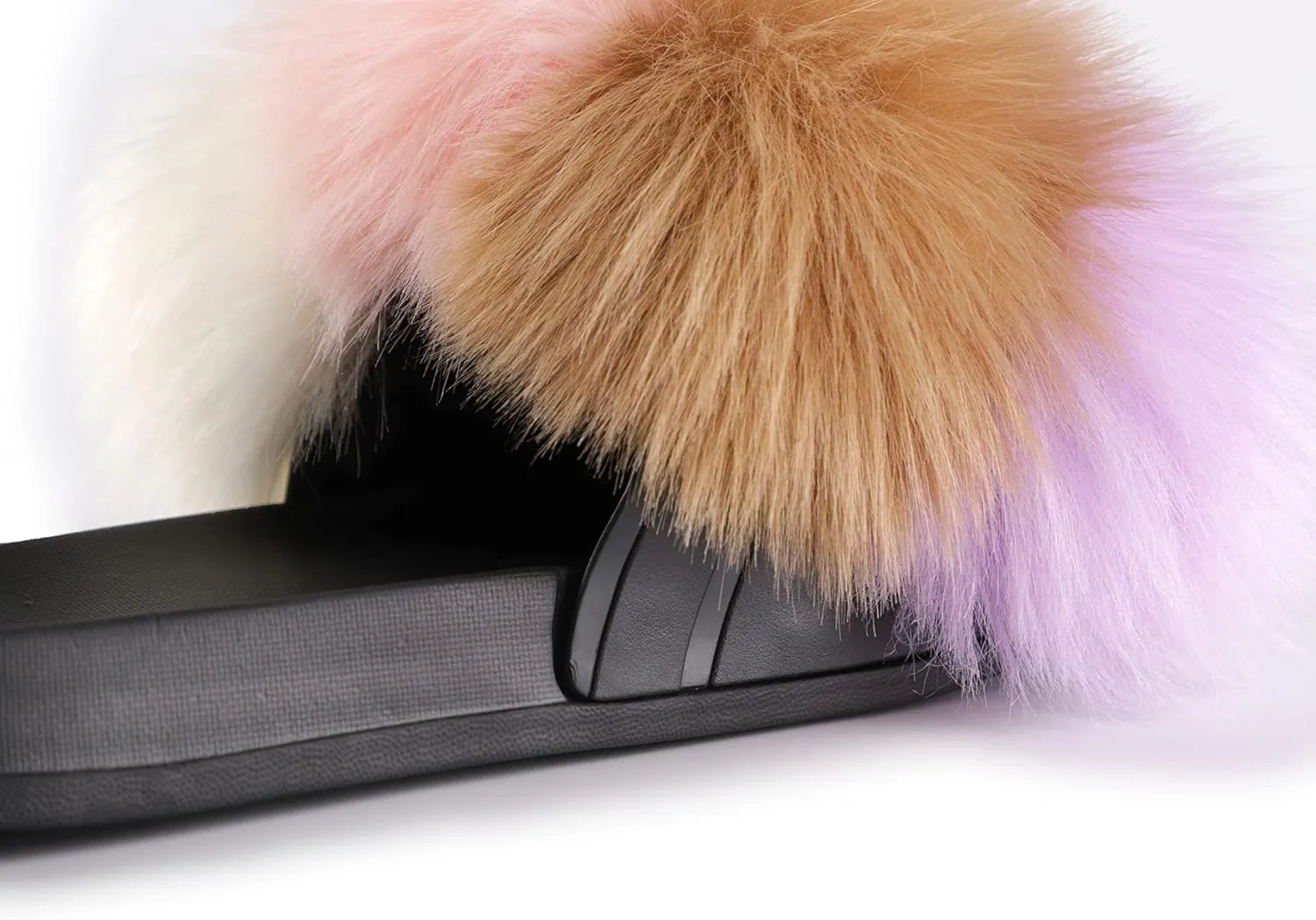 Women's Faux Fur Slides, Open Toe Cute Fur Slippers, Indoor or Outdoor Comfortable Furry Slide Sandals With Fluffy Fur