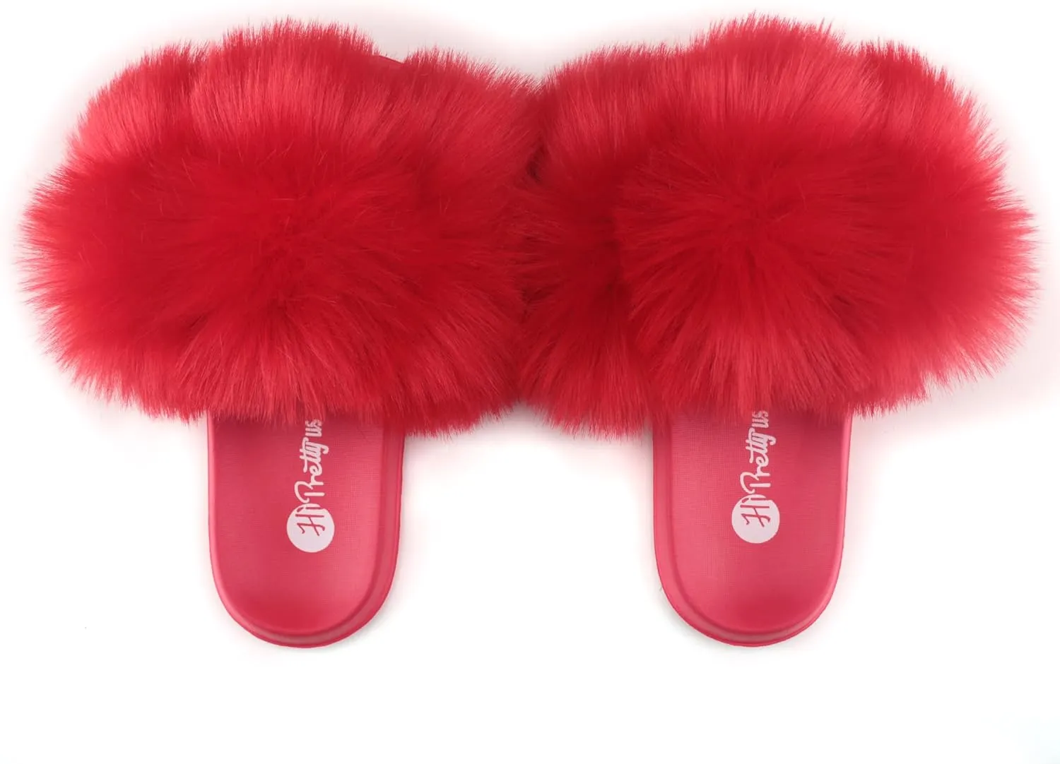 Women's Faux Fur Slides, Open Toe Cute Fur Slippers, Indoor or Outdoor Comfortable Furry Slide Sandals With Fluffy Fur