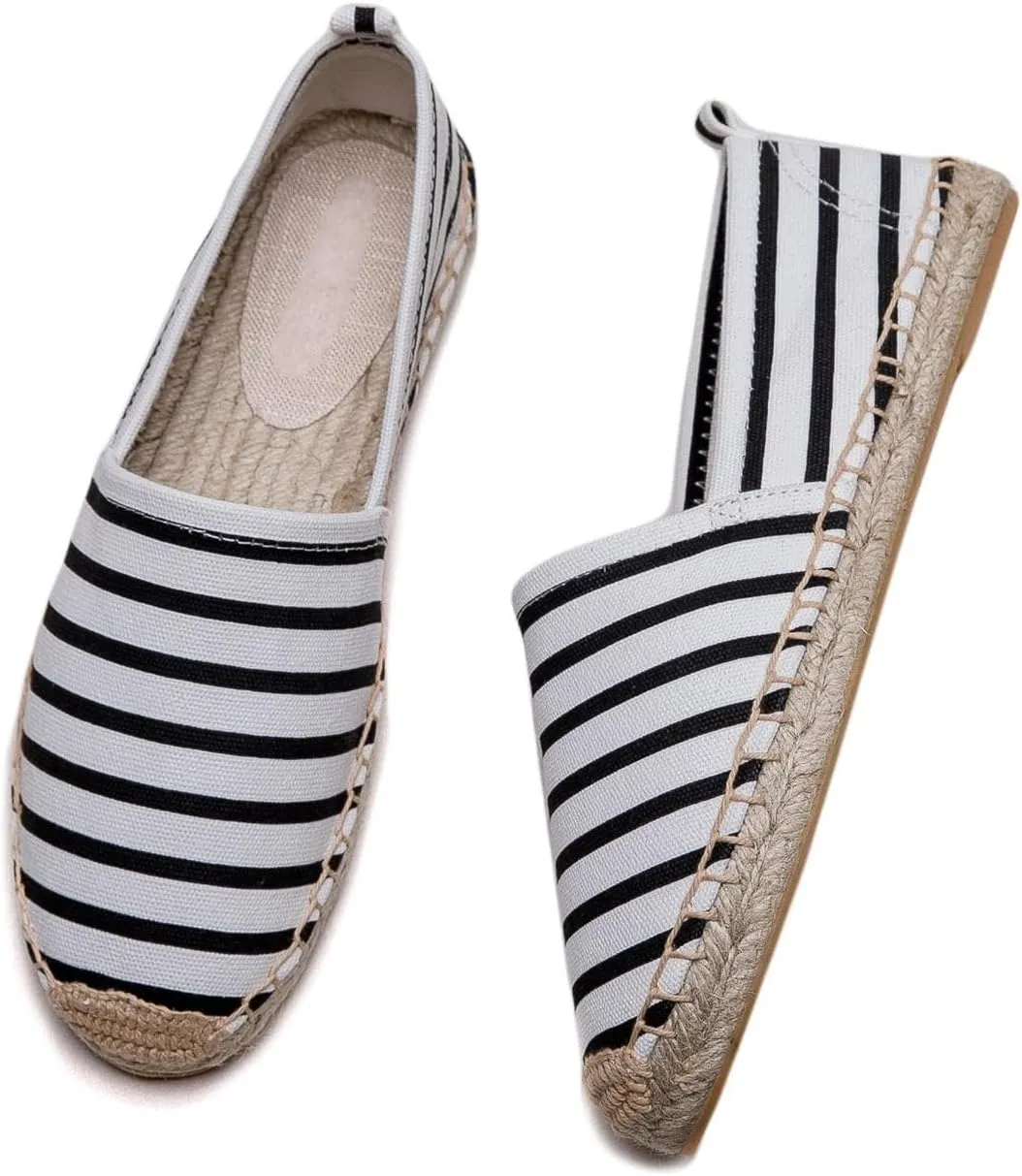 Women's Flat Espadrilles - Soft Women Sneakers Canvas Espadrille Fashion Simple Design Non-Slip Sole Suitable for Summer,Spring,Autumn Any Scenario