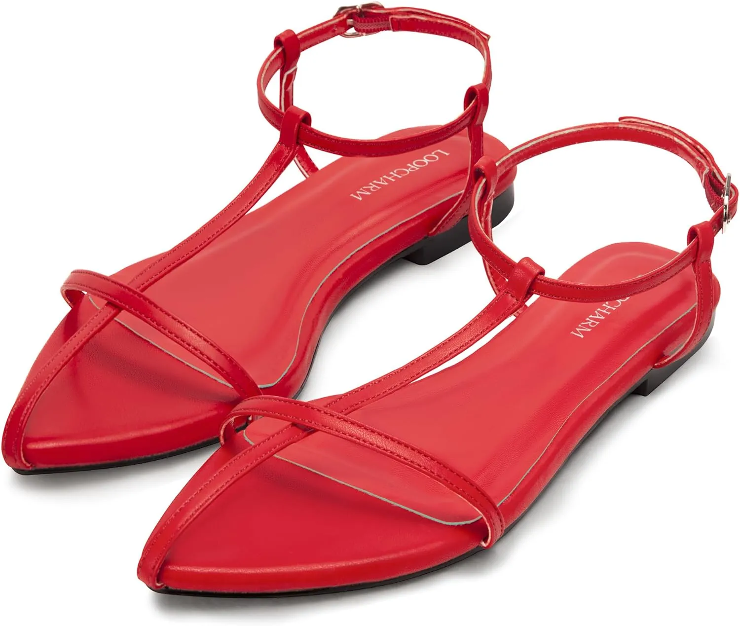 Women's Flat Sandals Pointed Open Toe T-Strap Comfortable Gladiator Summer Slide Strappy Sandals